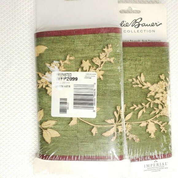 Imperial Home Wallpaper Border Eddie Bauer Green Burgundy Maroon 10 Yards New - Picture 3 of 4